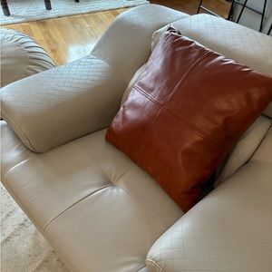 Dark tan cognac leather pillow 18”x 18”